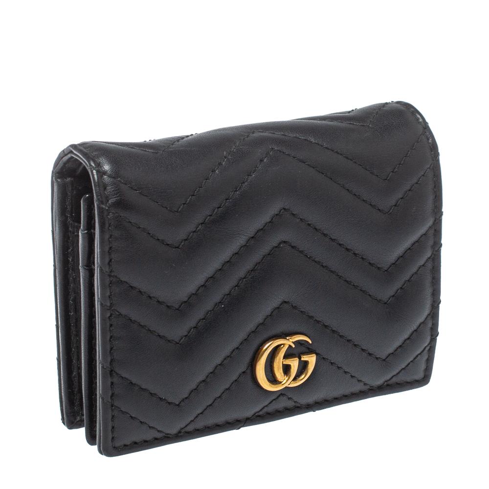 Gucci Black Leather GG Marmont Wallet In Good Condition In Dubai, Al Qouz 2