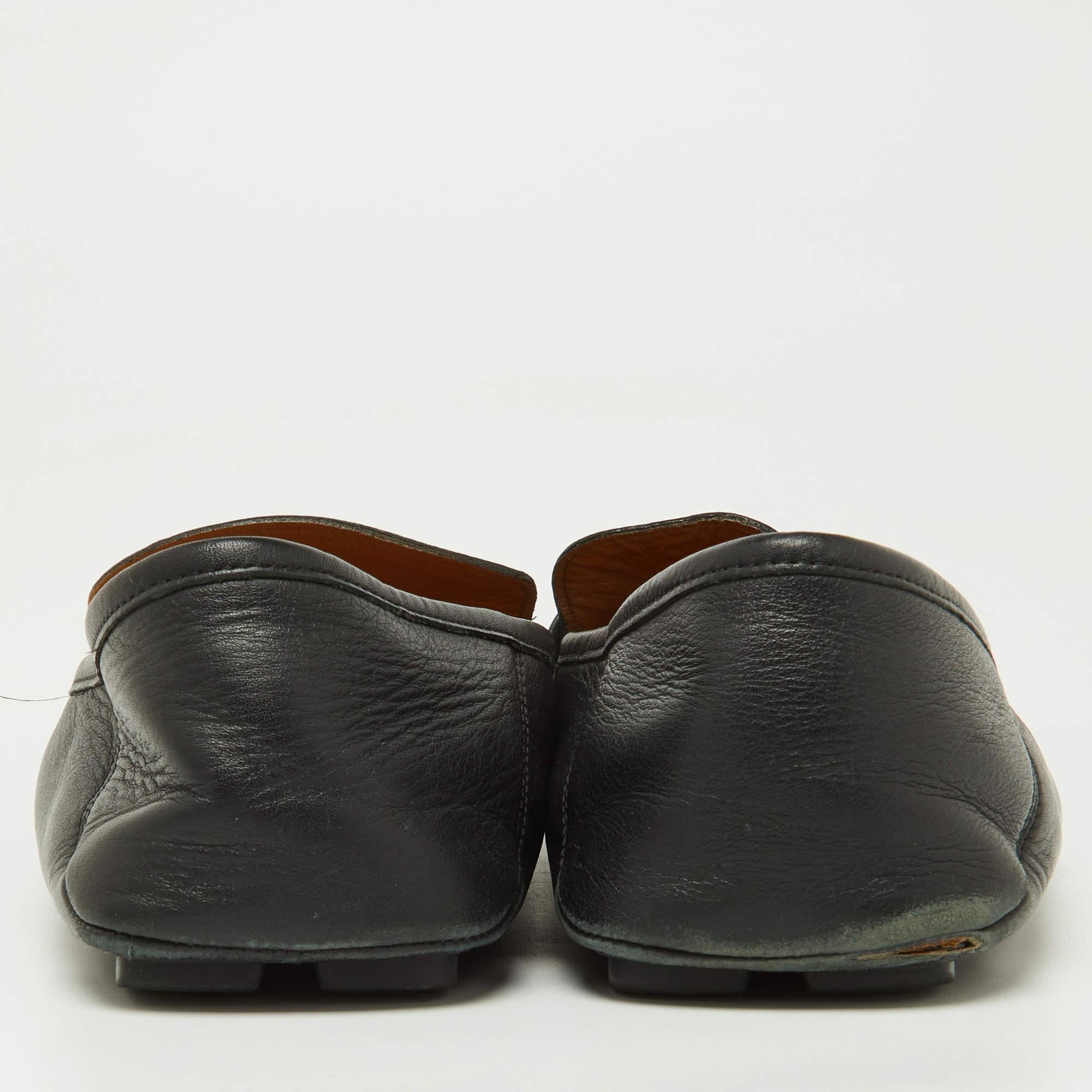 Gucci Black Leather GG Marmont Web Driver Slip On Loafers Size 43 1