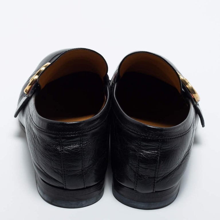 Gucci Black Leather GG Web Loafers Size For Sale at 1stDibs | used men's