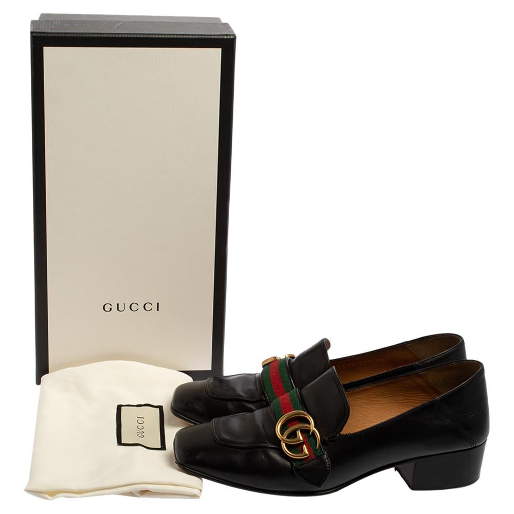 Gucci Black Leather GG Marmont Web Pumps Size 37.5 2