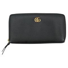 Gucci Black Leather GG Marmont Zip Wallet Coin Purse