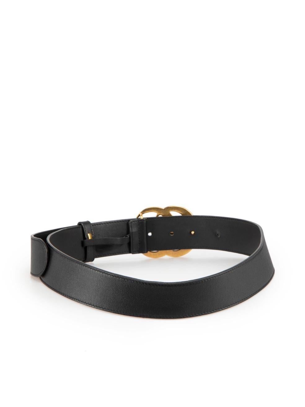 Gucci Black Leather GG Marmount Logo Belt In Excellent Condition In London, GB