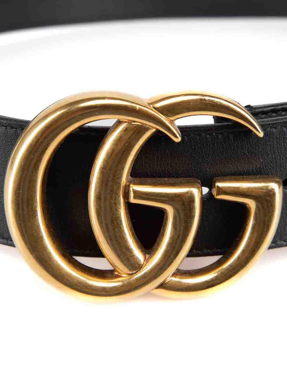 Women's Gucci Black Leather GG Marmount Logo Belt