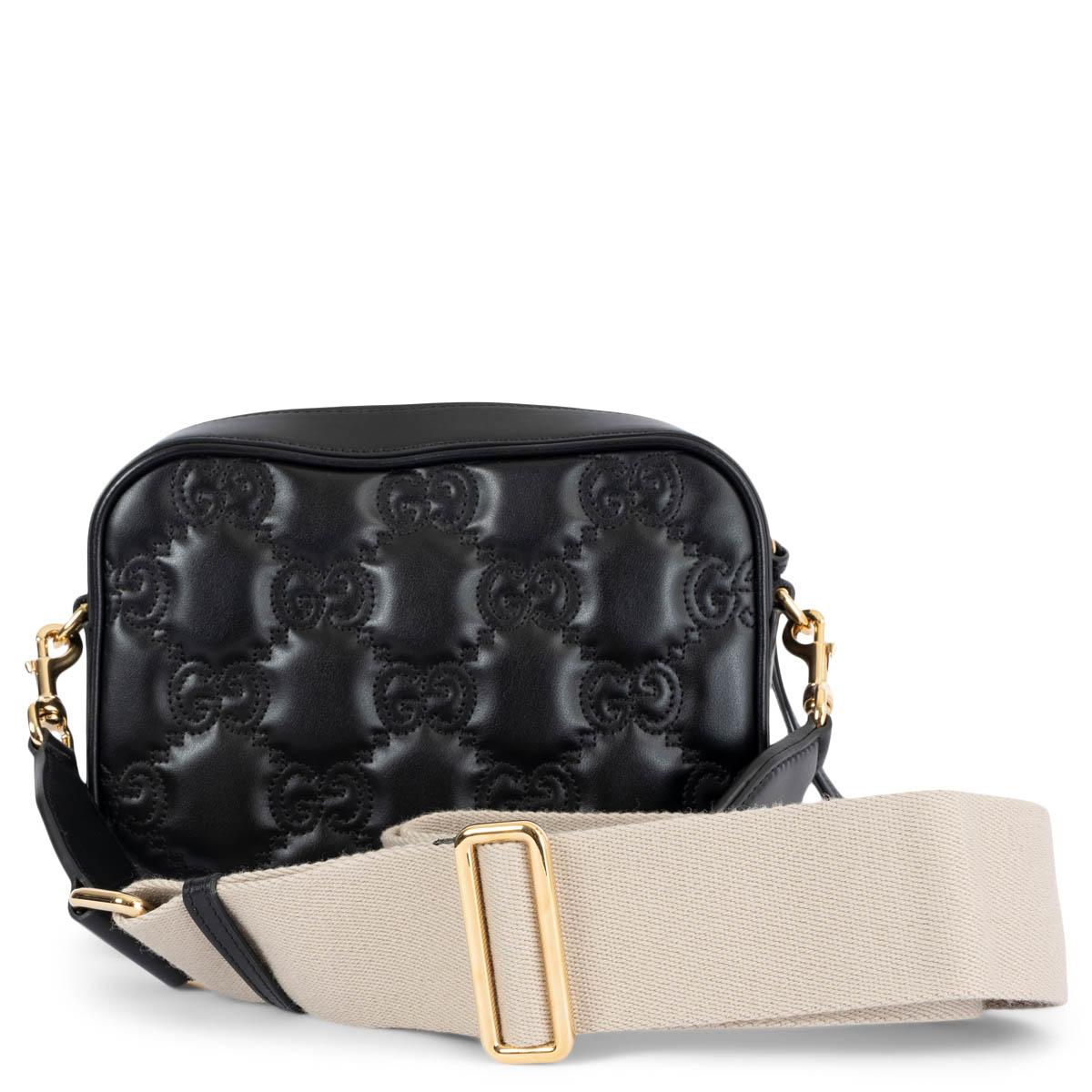 Women's GUCCI black leather GG MATELASSE SMALL Shoulder Bag