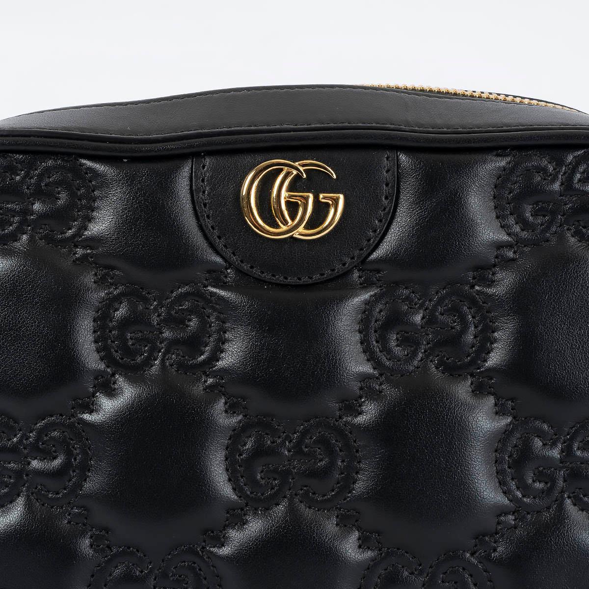 GUCCI black leather GG MATELASSE SMALL Shoulder Bag 2