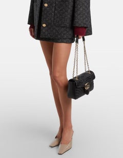 Gucci Black Leather GG Medium Marmont Shoulder Bag NEW MODEL