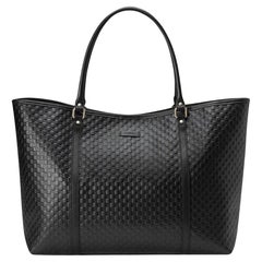 Gucci Black Leather GG Microguccissima Large Joy Tote Bag 7gk720s