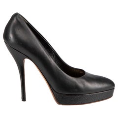 Gucci Black Leather GG Platform Pumps Size IT 37.5