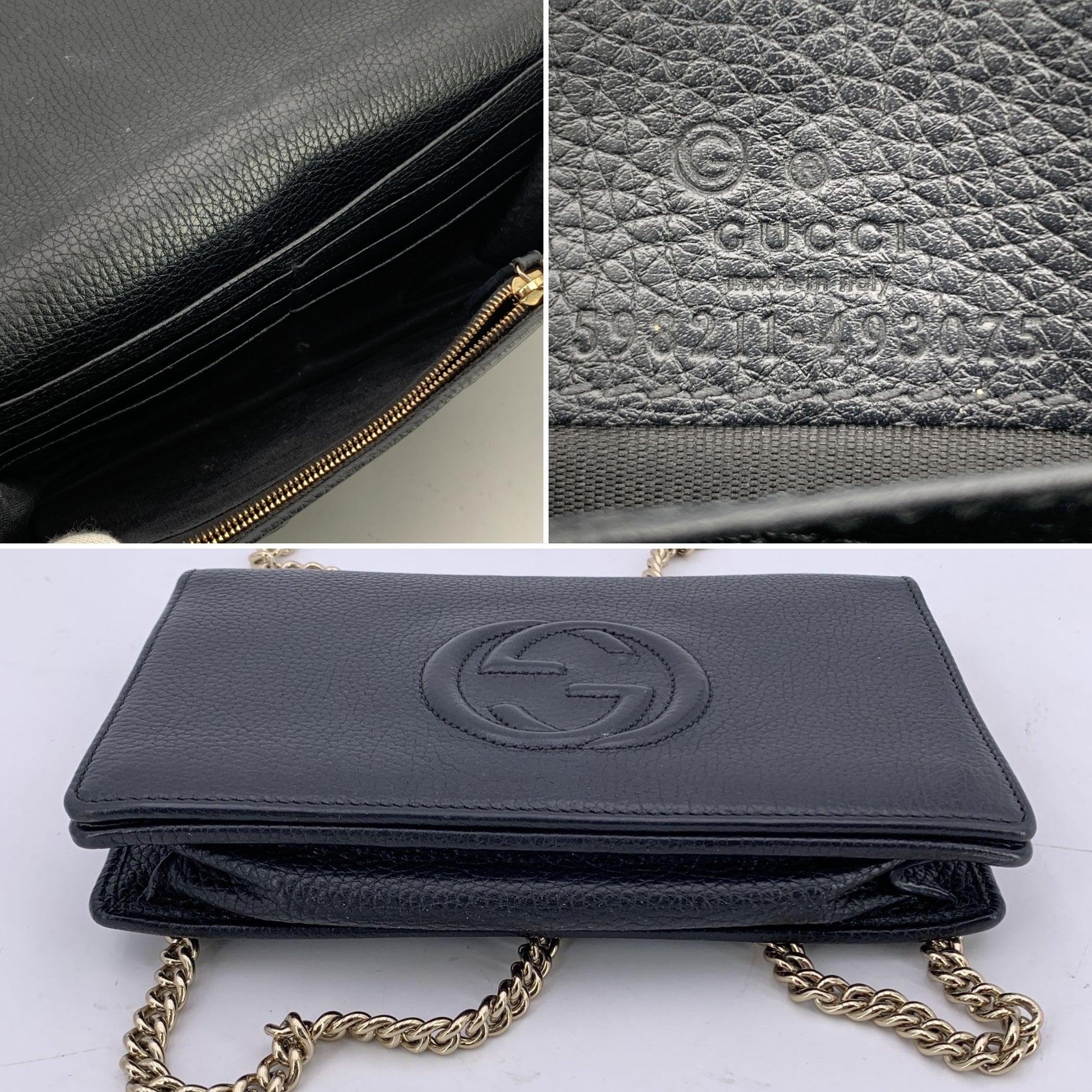 Donna Gucci Borsa Messenger GG Soho WOC Small Crossbody in pelle nera in vendita