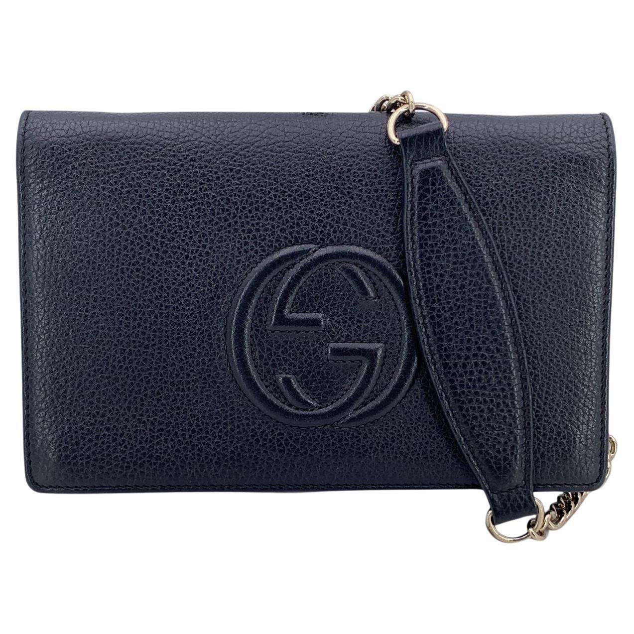 Gucci Borsa Messenger GG Soho WOC Small Crossbody in pelle nera