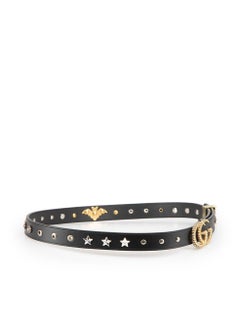 Gucci Black Leather GG Studded Belt