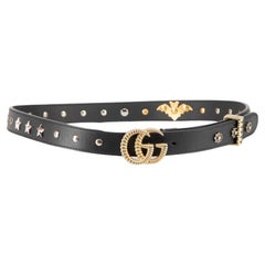 Used Gucci Black Leather GG Studded Belt