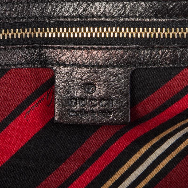 GUCCI black leather GG Tote Shoulder Bag 1