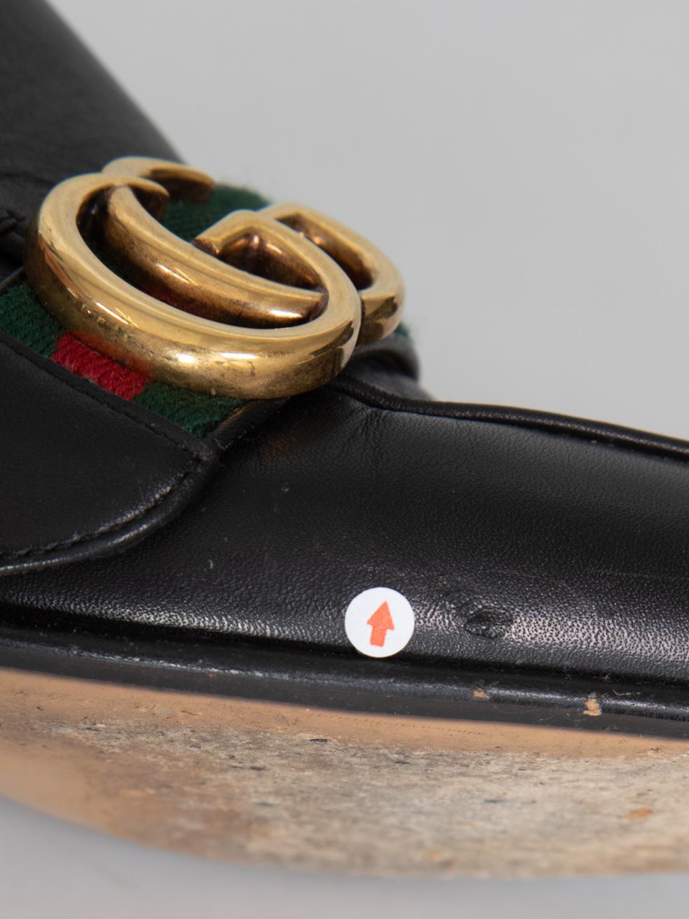Gucci Black Leather GG Web Stripe Loafers Size IT 37 For Sale 2