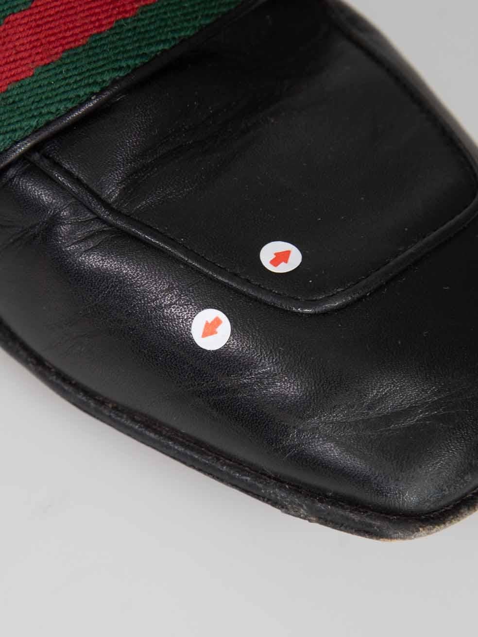 Gucci Black Leather GG Web Stripe Loafers Size IT 37 For Sale 3
