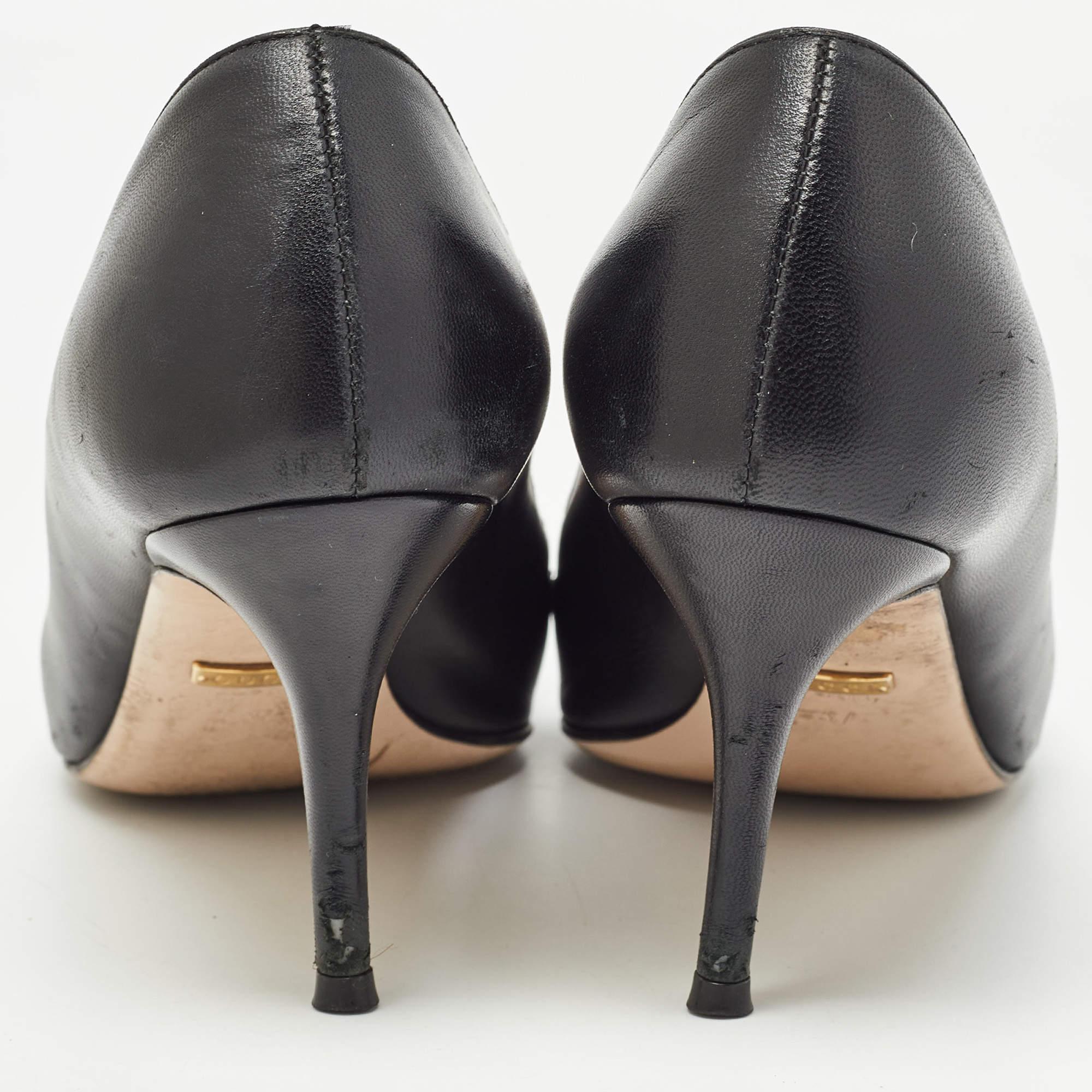 Gucci Black Leather GG Zumi Pumps Size 37 1