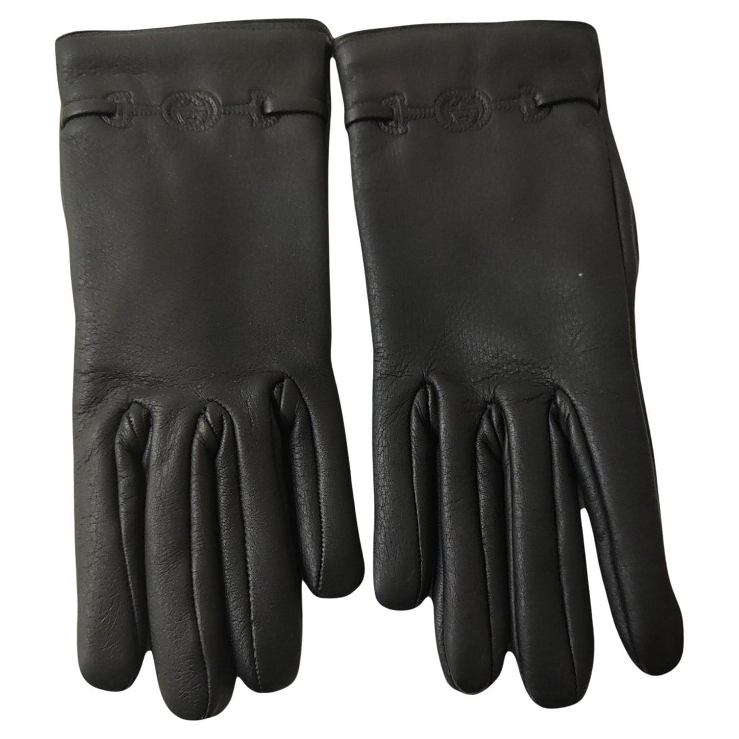 Gucci black leather gloves For Sale at 1stDibs