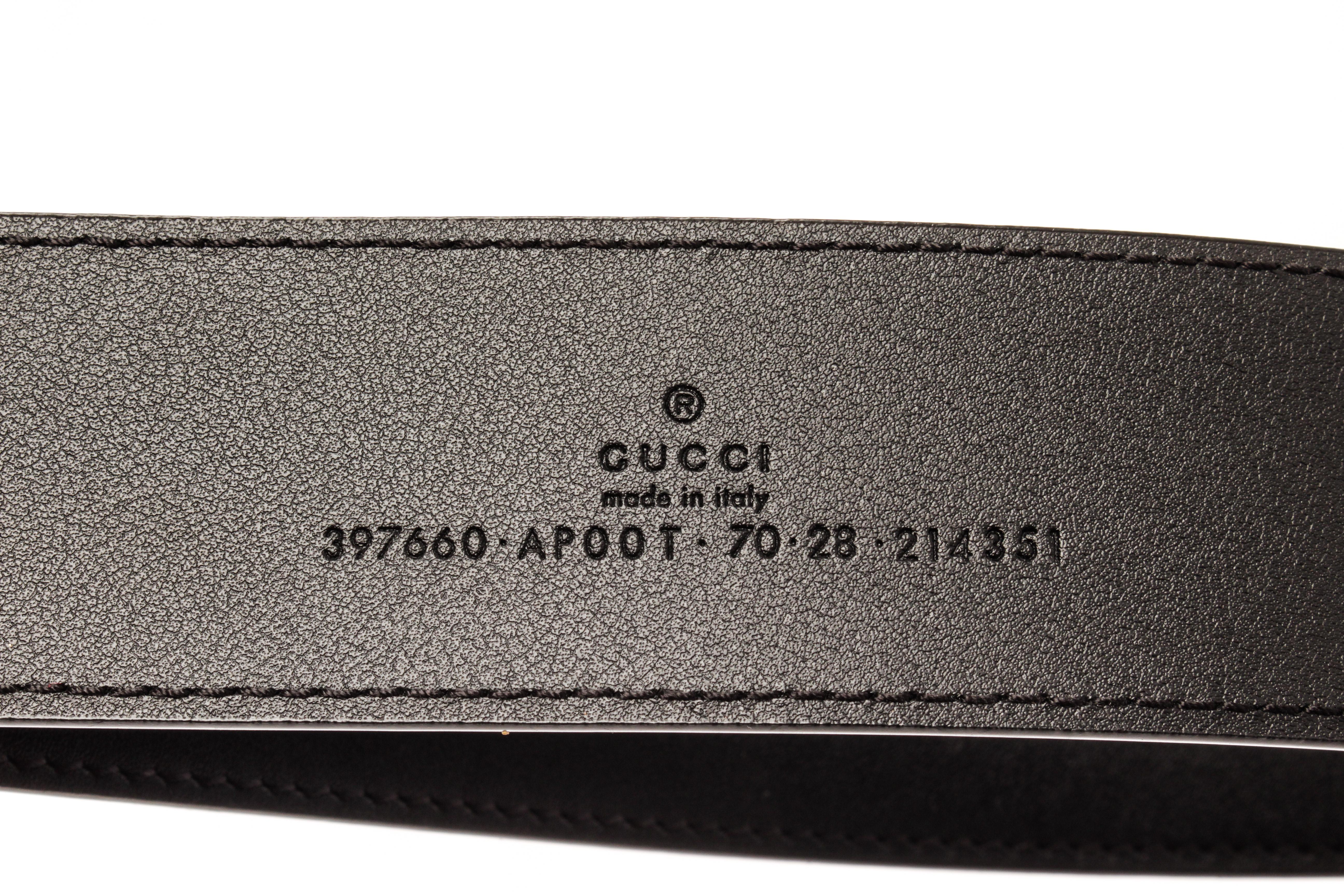 Gucci Black Leather Gold Wide Double GG Logo Belt 70 For Sale 1