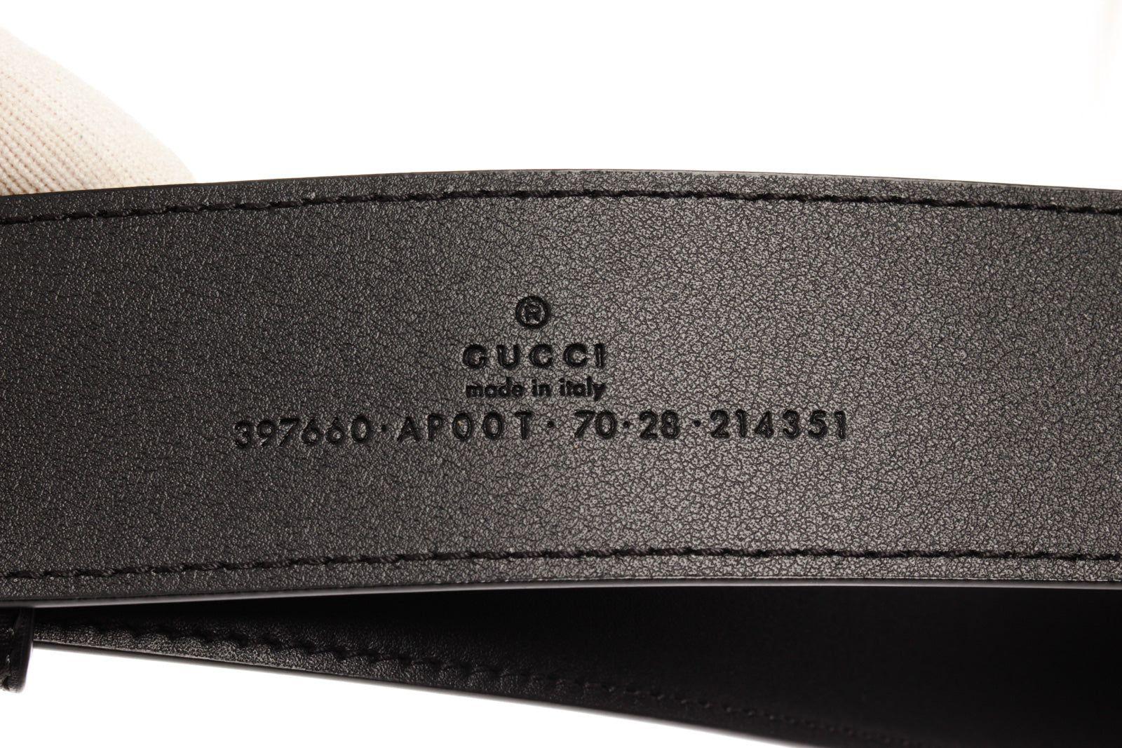 Gucci Black Leather Gold Wide Double GG Logo Belt 70 1