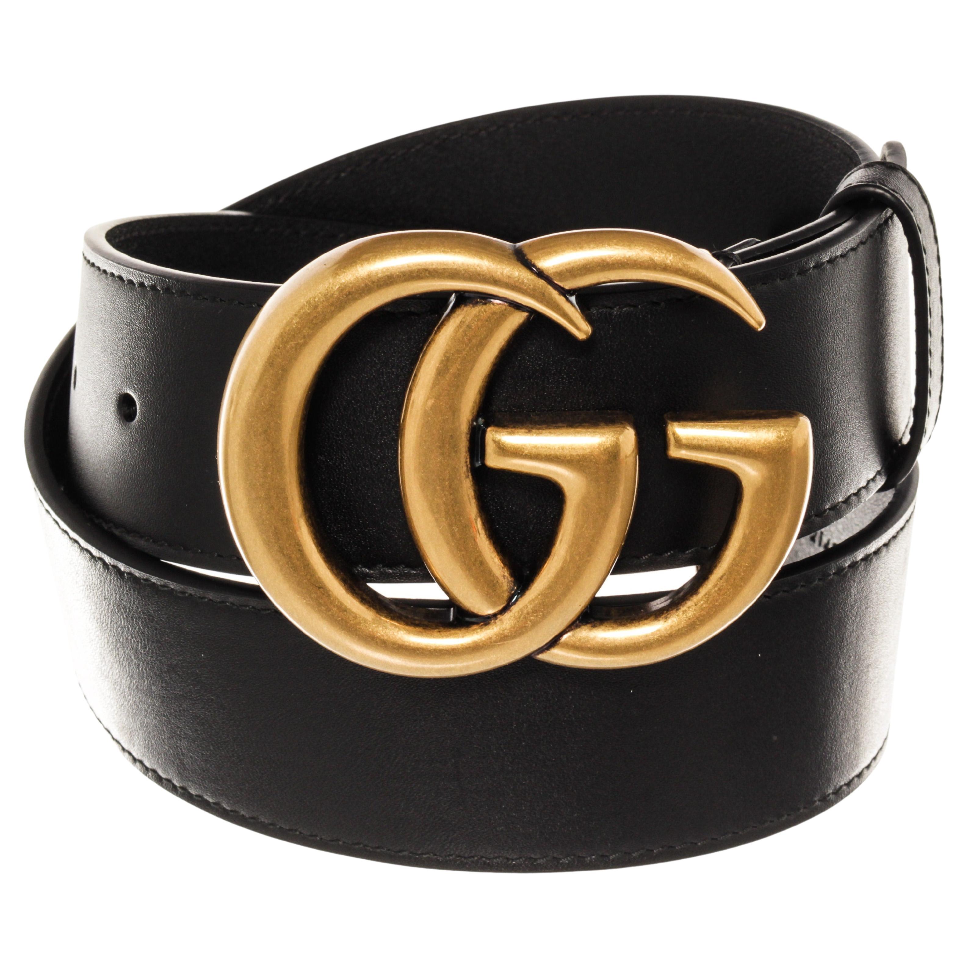 Gucci Black Leather Gold Wide GG Belt For Sale at 1stDibs | double circle  belt gucci, gold gg belt, wide gucci belt