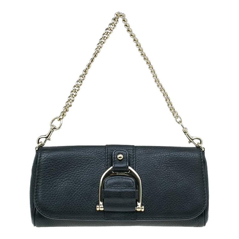 Gucci Black Leather Greenwich Evening Clutch For Sale at 1stDibs