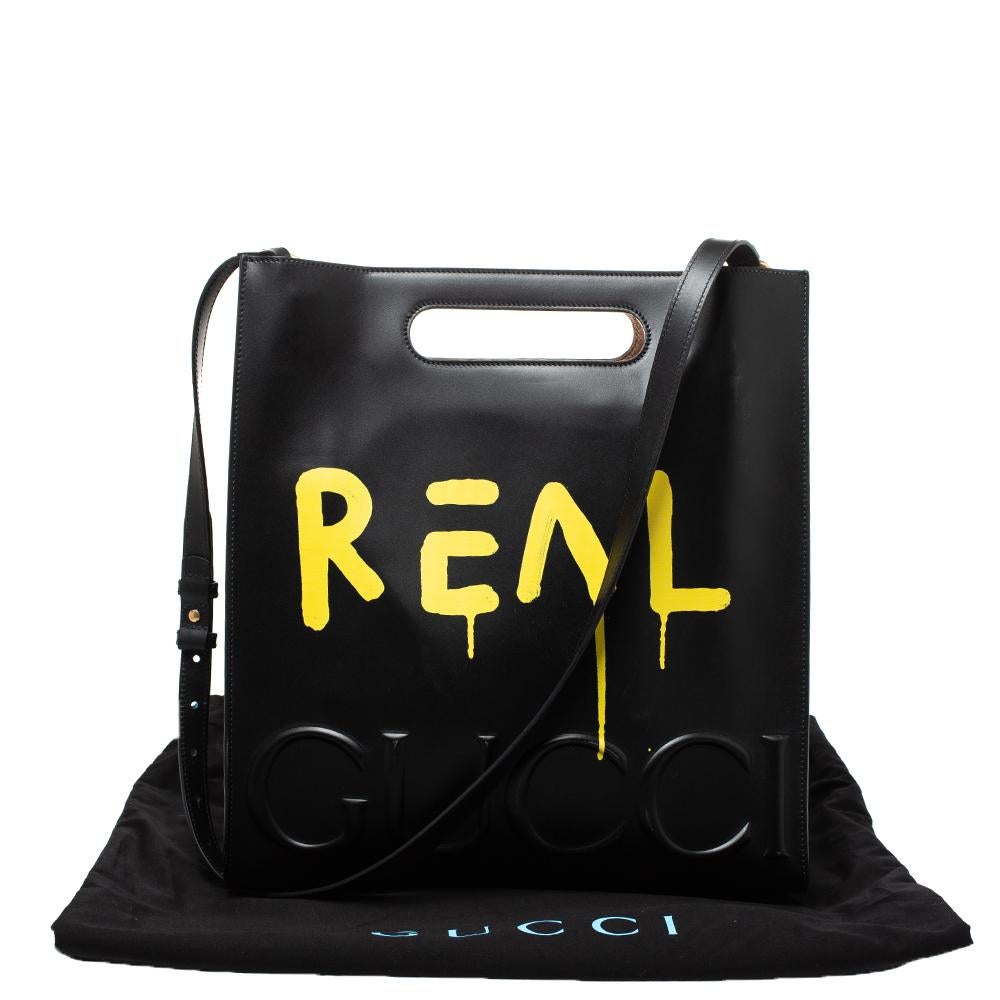 Gucci Black Leather Gucci Ghost Tote For Sale 4