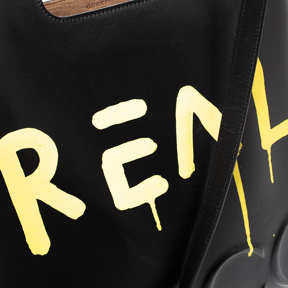 Gucci Black Leather Gucci Ghost Tote In Excellent Condition For Sale In Dubai, Al Qouz 2