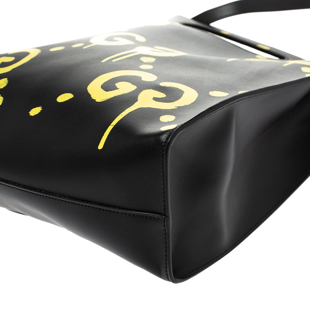 Gucci Black Leather Gucci Ghost Tote For Sale 2