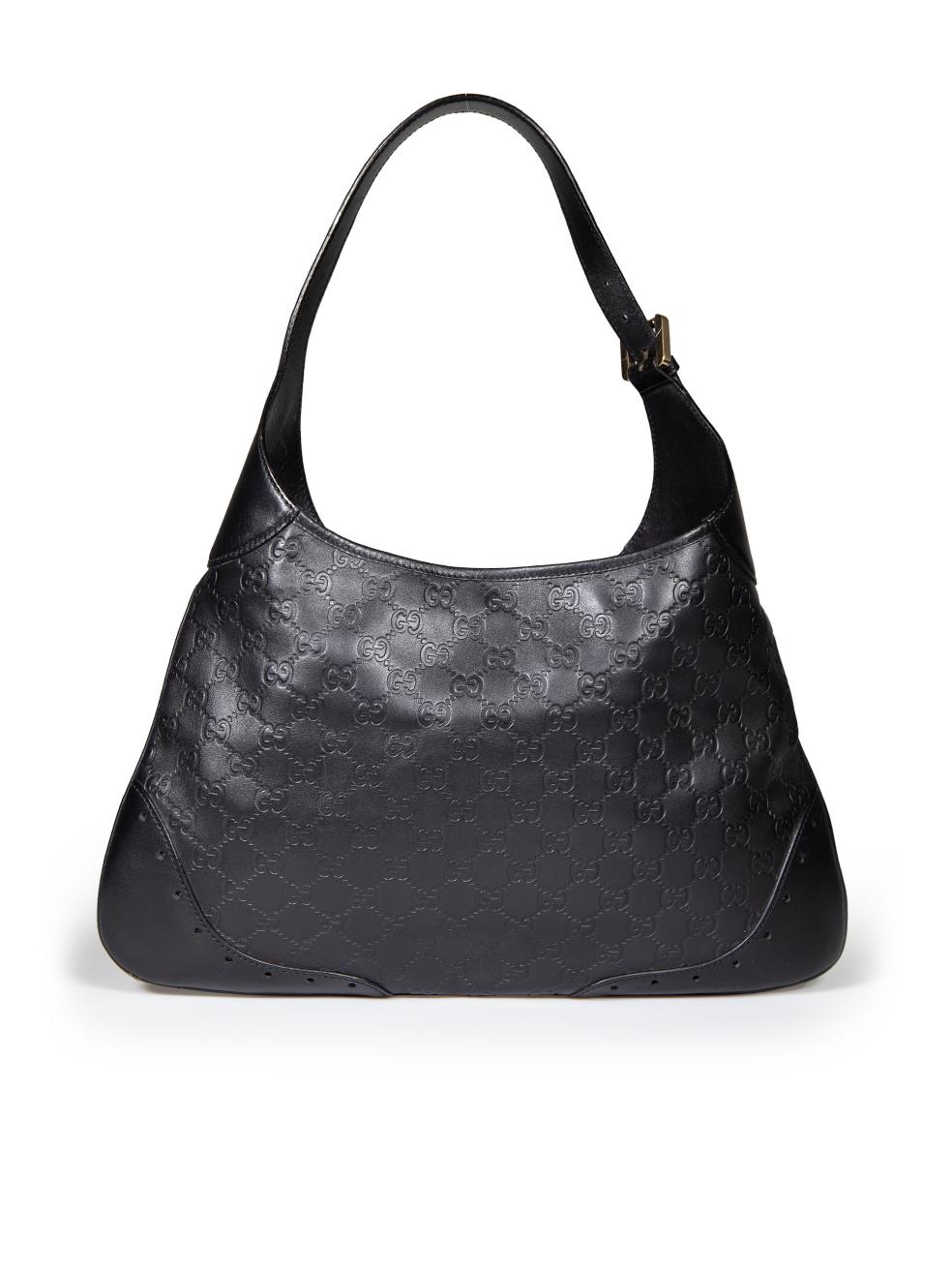 Gucci Black Leather Guccissima Medium Hobo Bag In Good Condition For Sale In London, GB