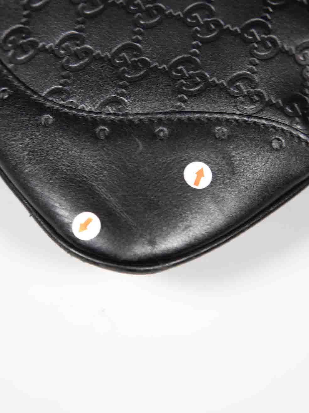 Gucci Black Leather Guccissima Medium Hobo Bag For Sale 2