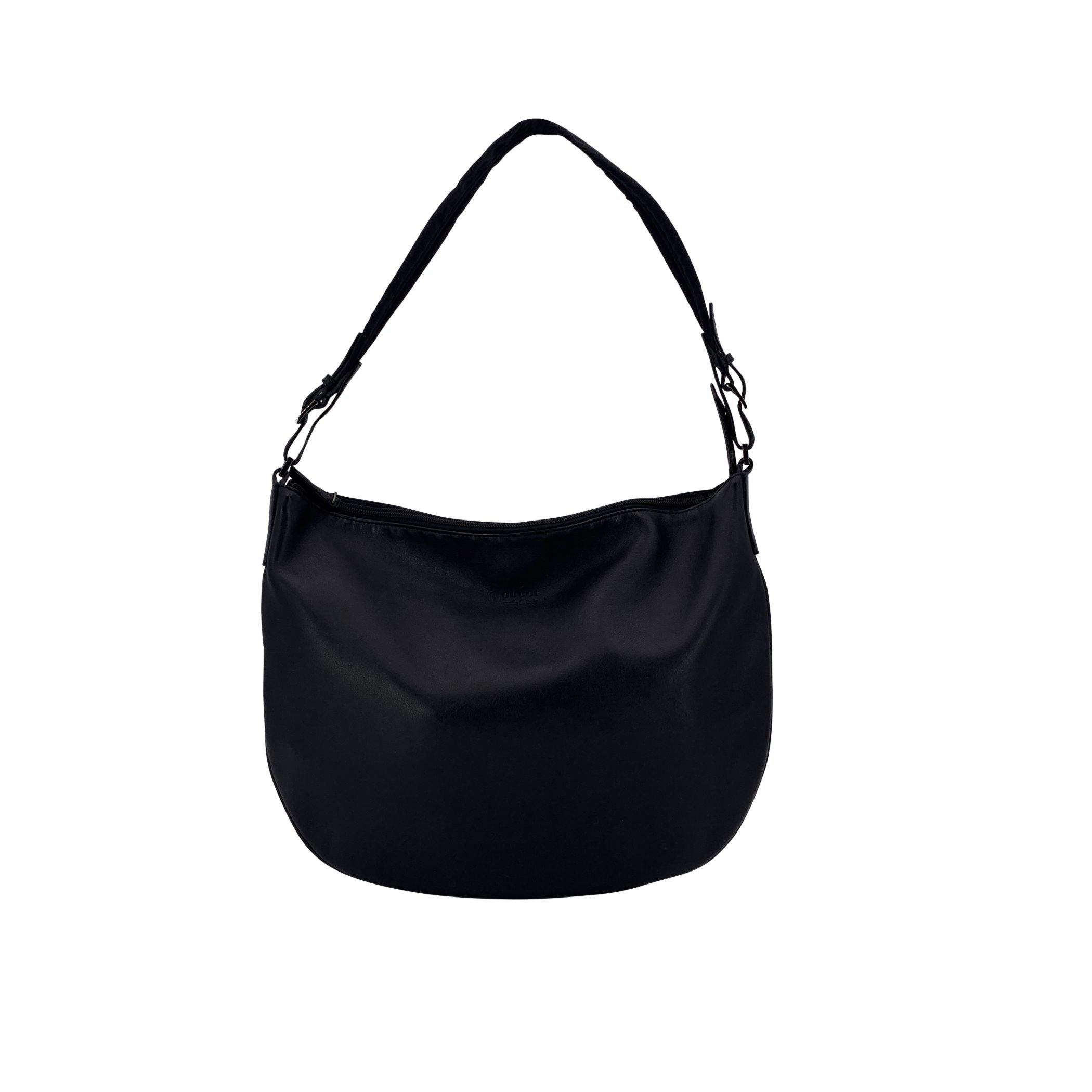 Nero Gucci Borsa a tracolla Halfmoon Hobo in pelle nera in vendita