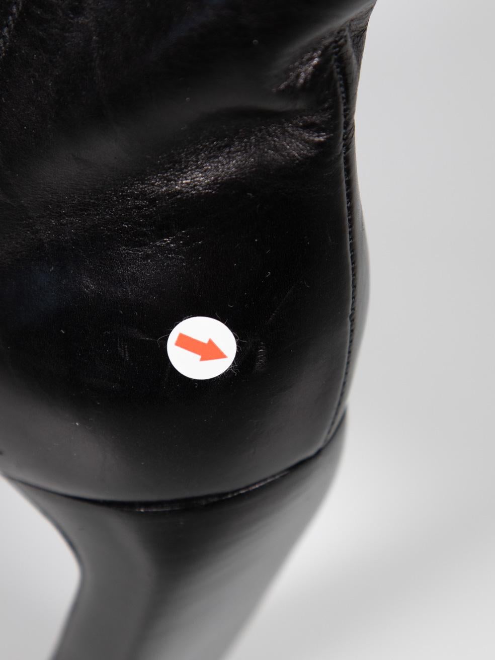 Gucci Black Leather Heeled Square Toe Boots Size IT 35.5 6