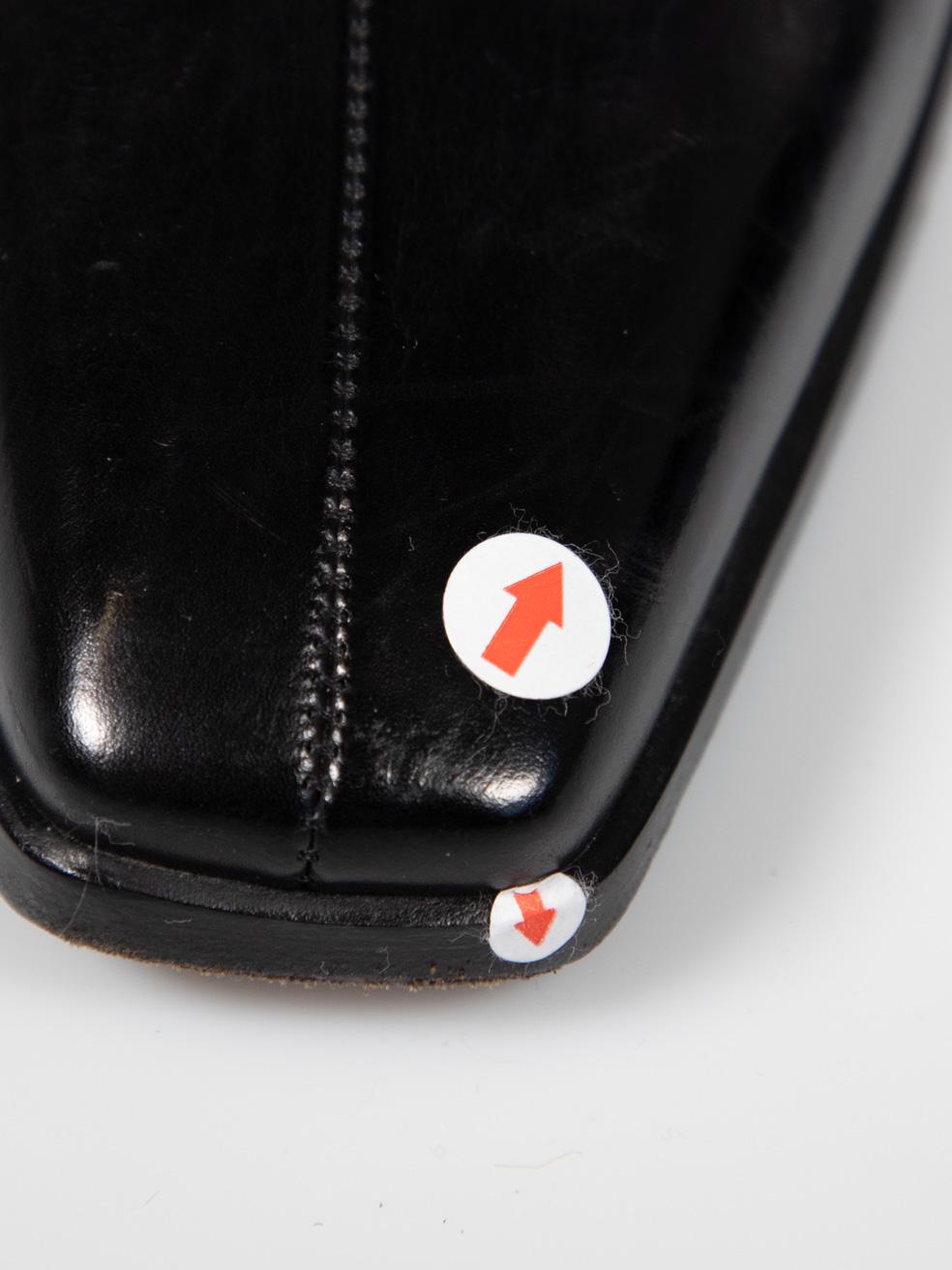 Gucci Black Leather Heeled Square Toe Boots Size IT 35.5 2