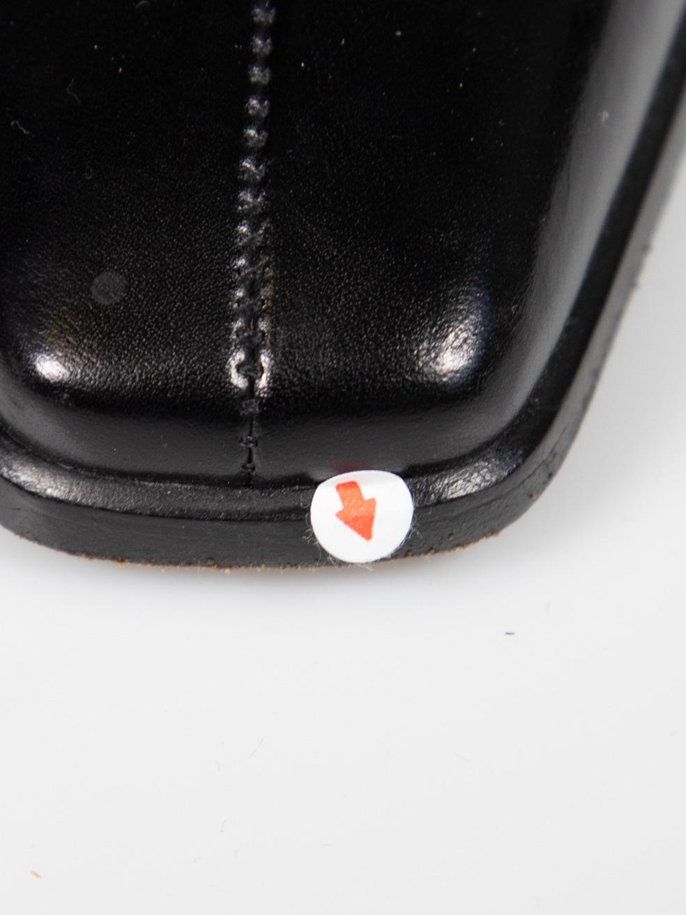 Gucci Black Leather Heeled Square Toe Boots Size IT 35.5 3