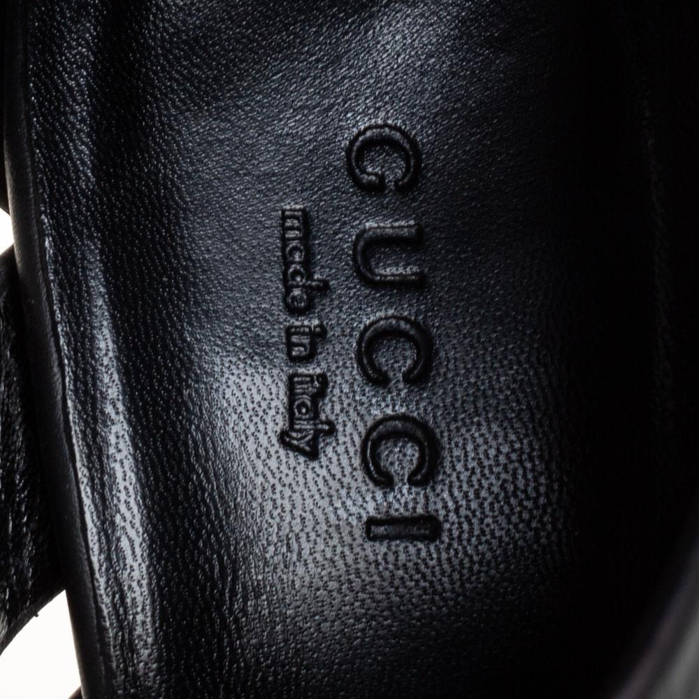 Gucci Black Leather Helena Gladiator Platform Knee High Boots Size 38 4