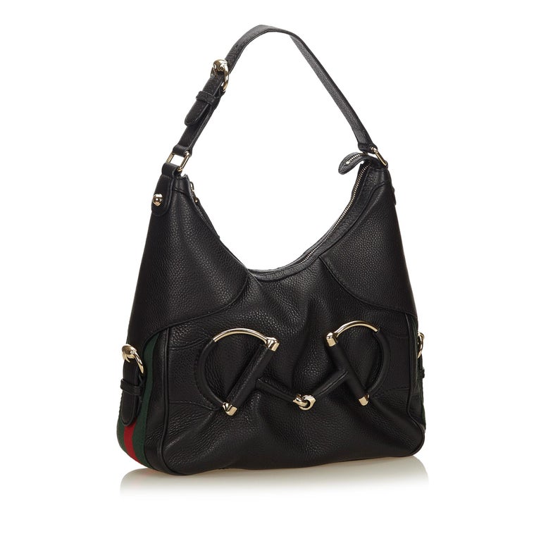 Gucci Black Leather Heritage Hobo For Sale at 1stDibs