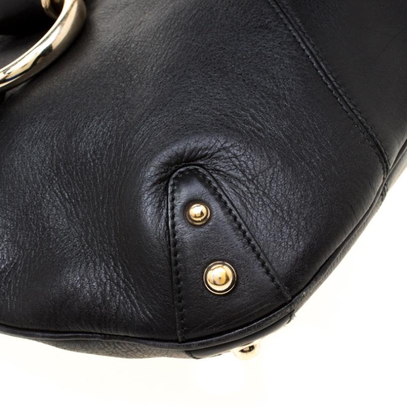 Gucci Black Leather Heritage Horsebit Hobo 2