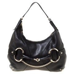 Gucci Black Leather Heritage Horsebit Hobo