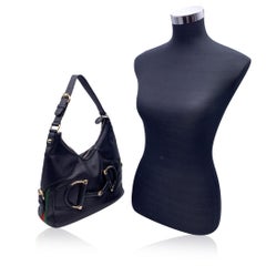 Gucci Black Leather Heritage Horsebit Hobo Shoulder Bag