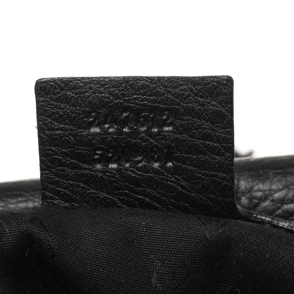 Gucci Heritage Web Boston Tasche aus schwarzem Leder 2