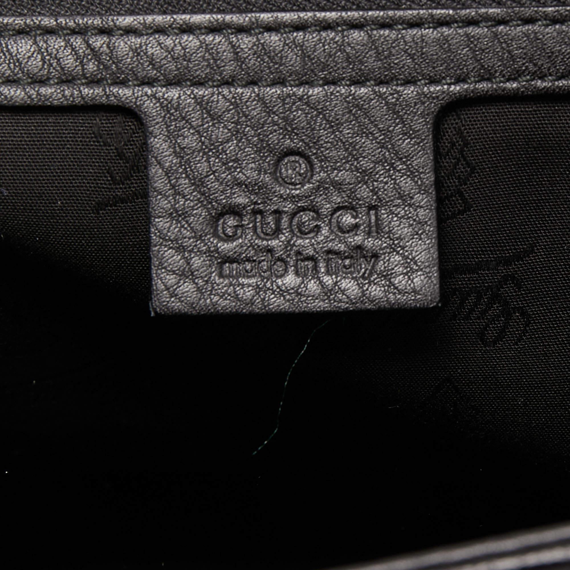 Gucci Black Leather Heritage Web Satchel 6