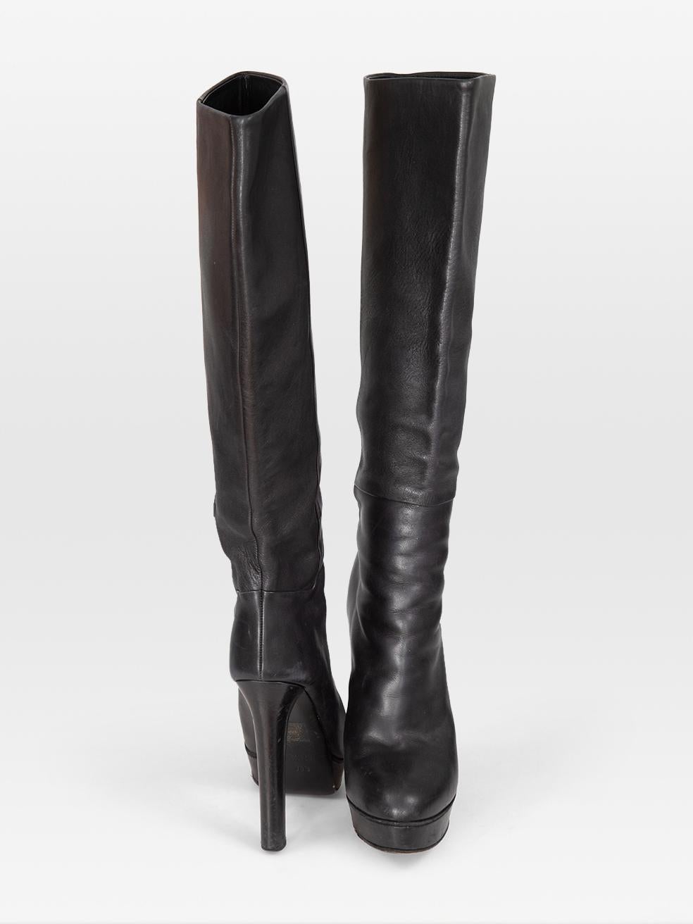 Gucci Schwarz Leder Hochhackige Kniehohe Stiefel Größe IT 38.5 im Zustand „Hervorragend“ im Angebot in London, GB