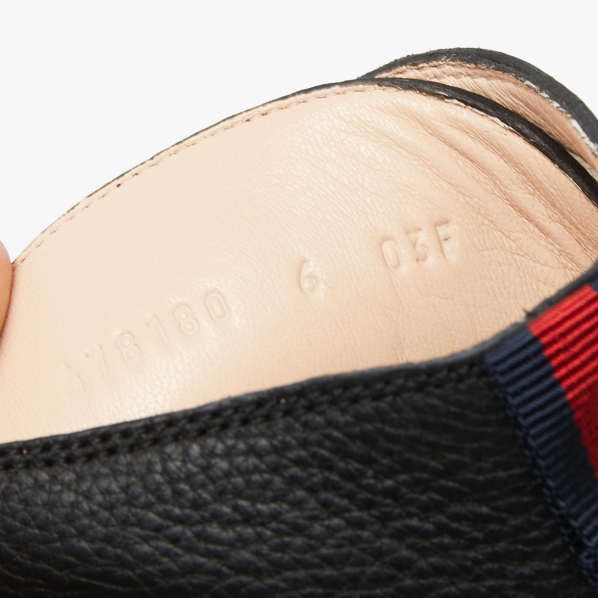 Gucci Black Leather High-Top Sneakers Size 40 In New Condition In Dubai, Al Qouz 2
