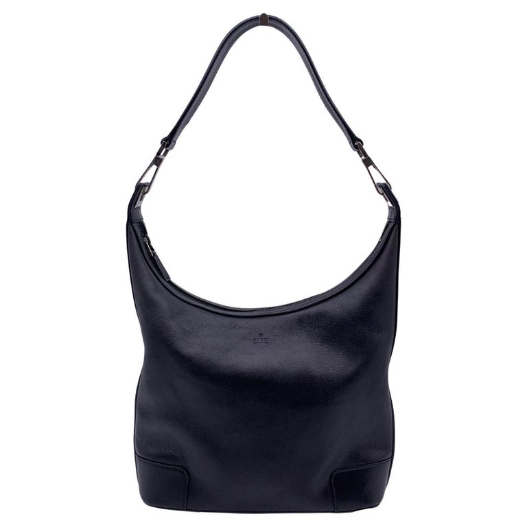 Gucci Black Leather Hobo Shoulder Bag Tote For Sale at 1stDibs