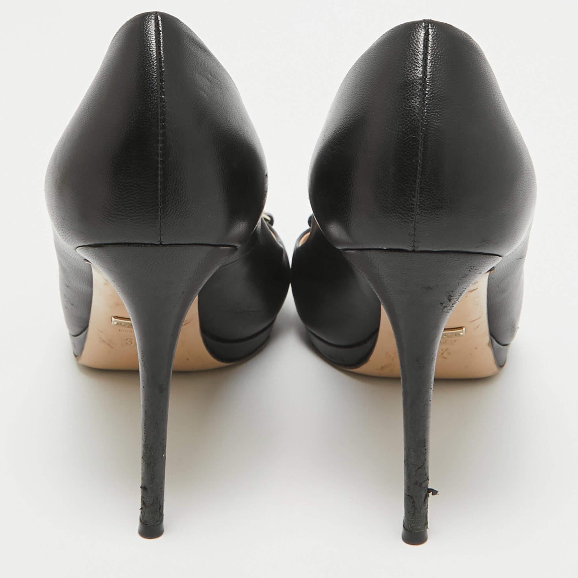 Donna Gucci Pumps Hollywood Peep Toe in pelle nera misura 38,5 in vendita