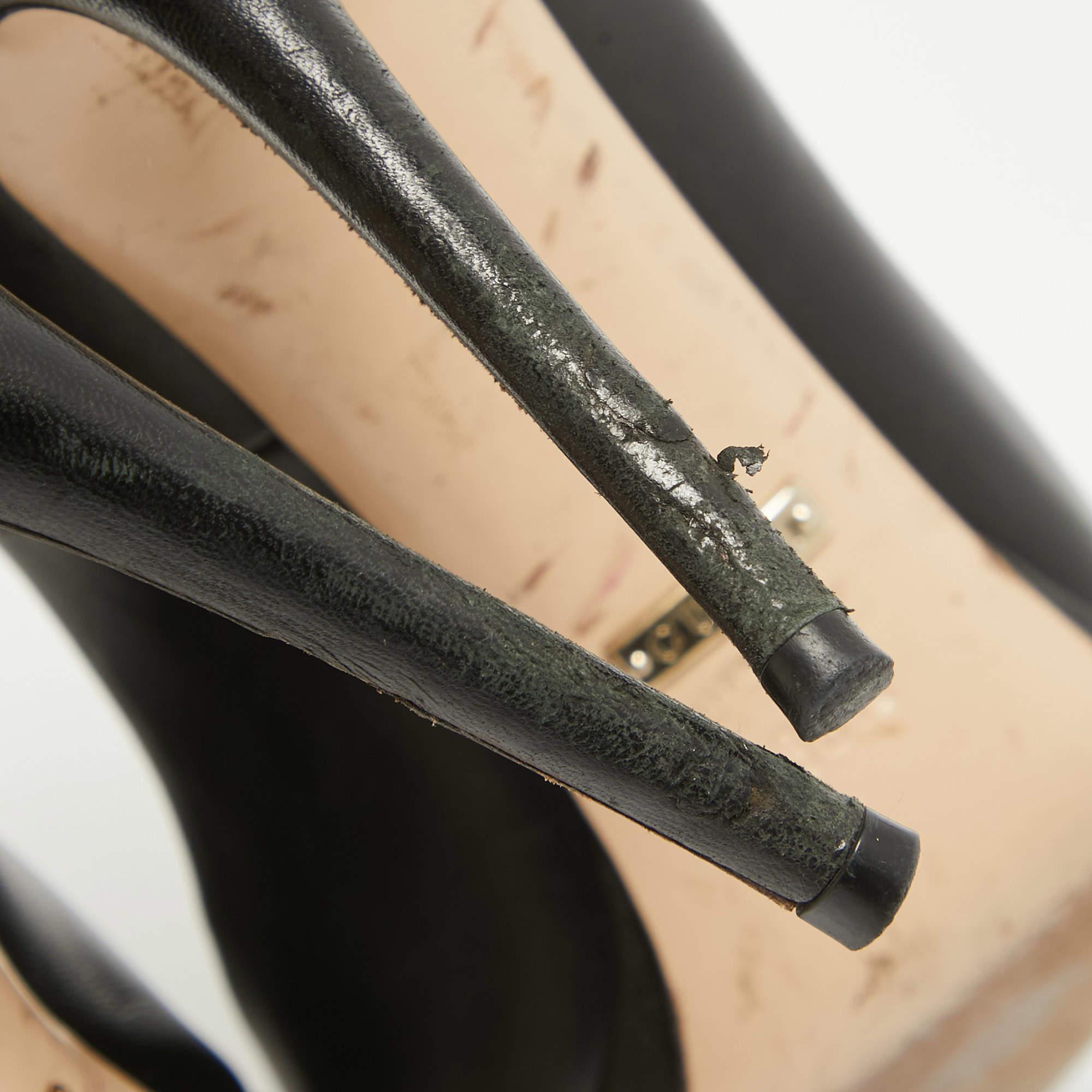 Gucci Pumps Hollywood Peep Toe in pelle nera misura 38,5 in vendita 1