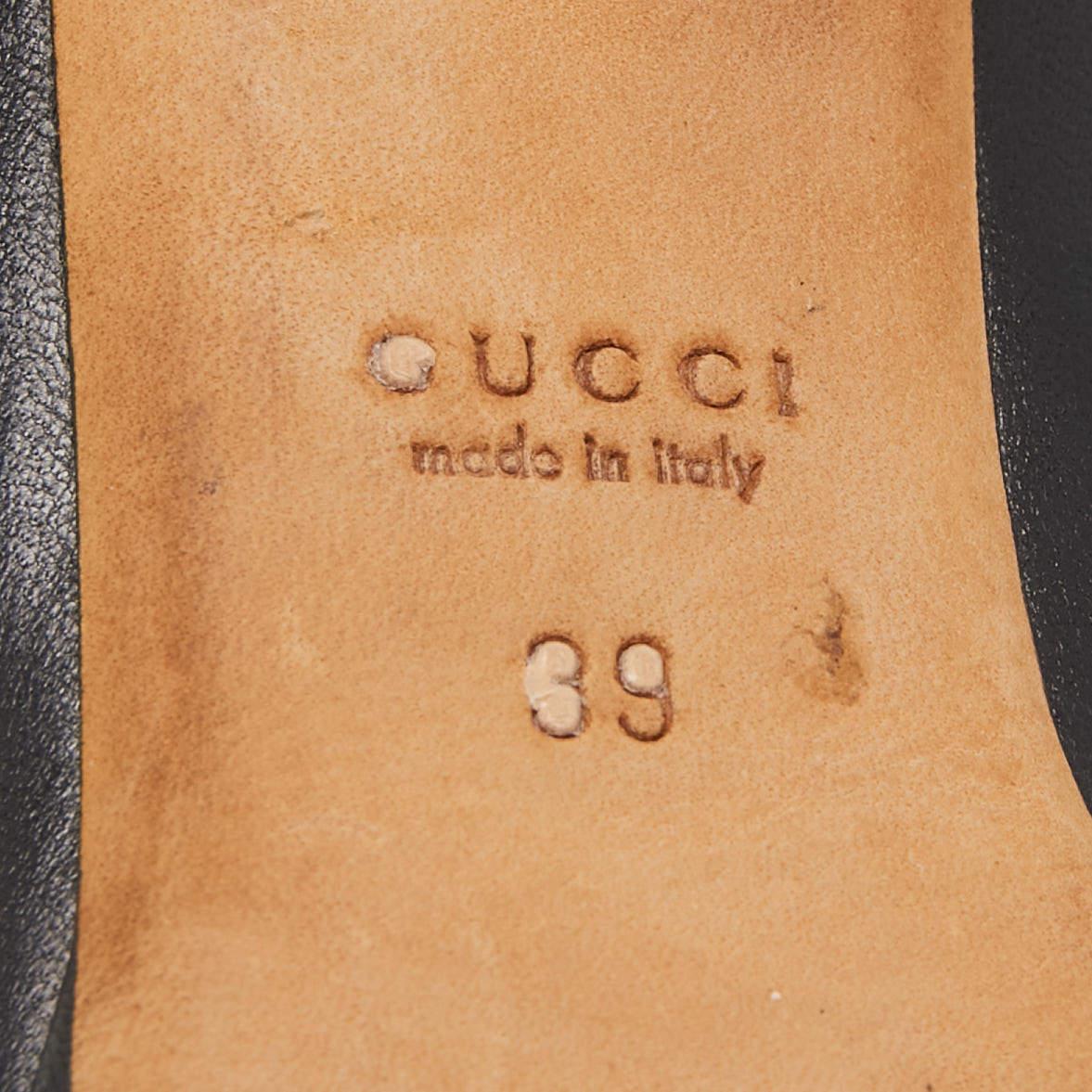 Gucci Black Leather Hollywood Pumps Size 39 For Sale 3
