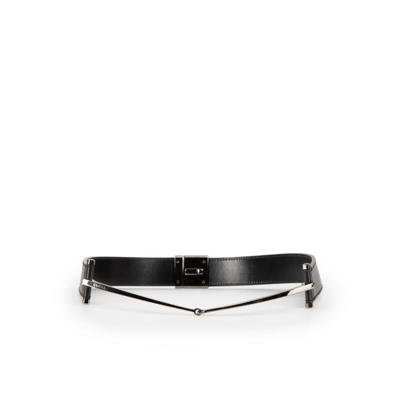 Gucci Black Leather Horse-bit Accent Belt In Excellent Condition In London, GB