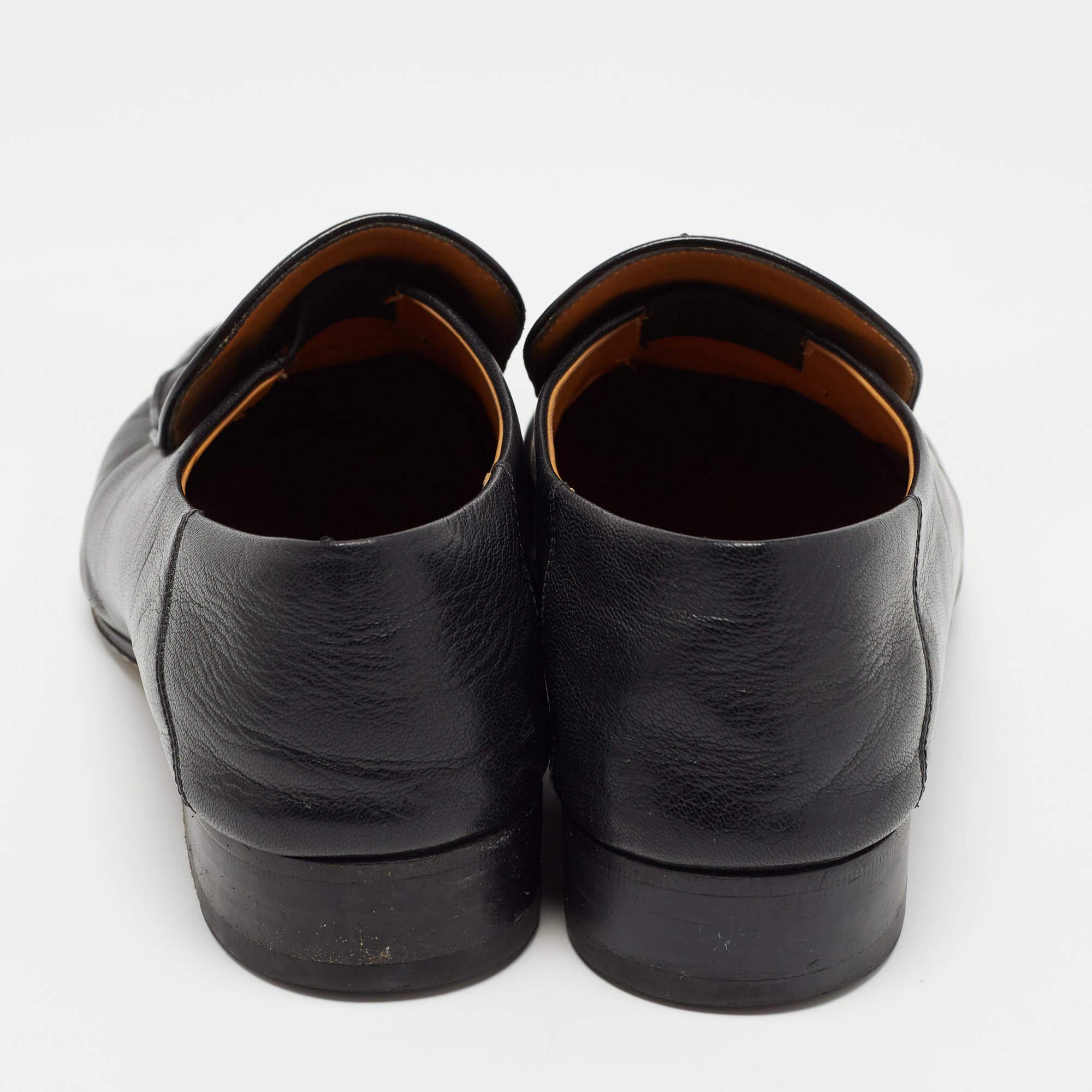 Gucci Black Leather Horsebit 1953 Loafers Size 40.5 For Sale 2