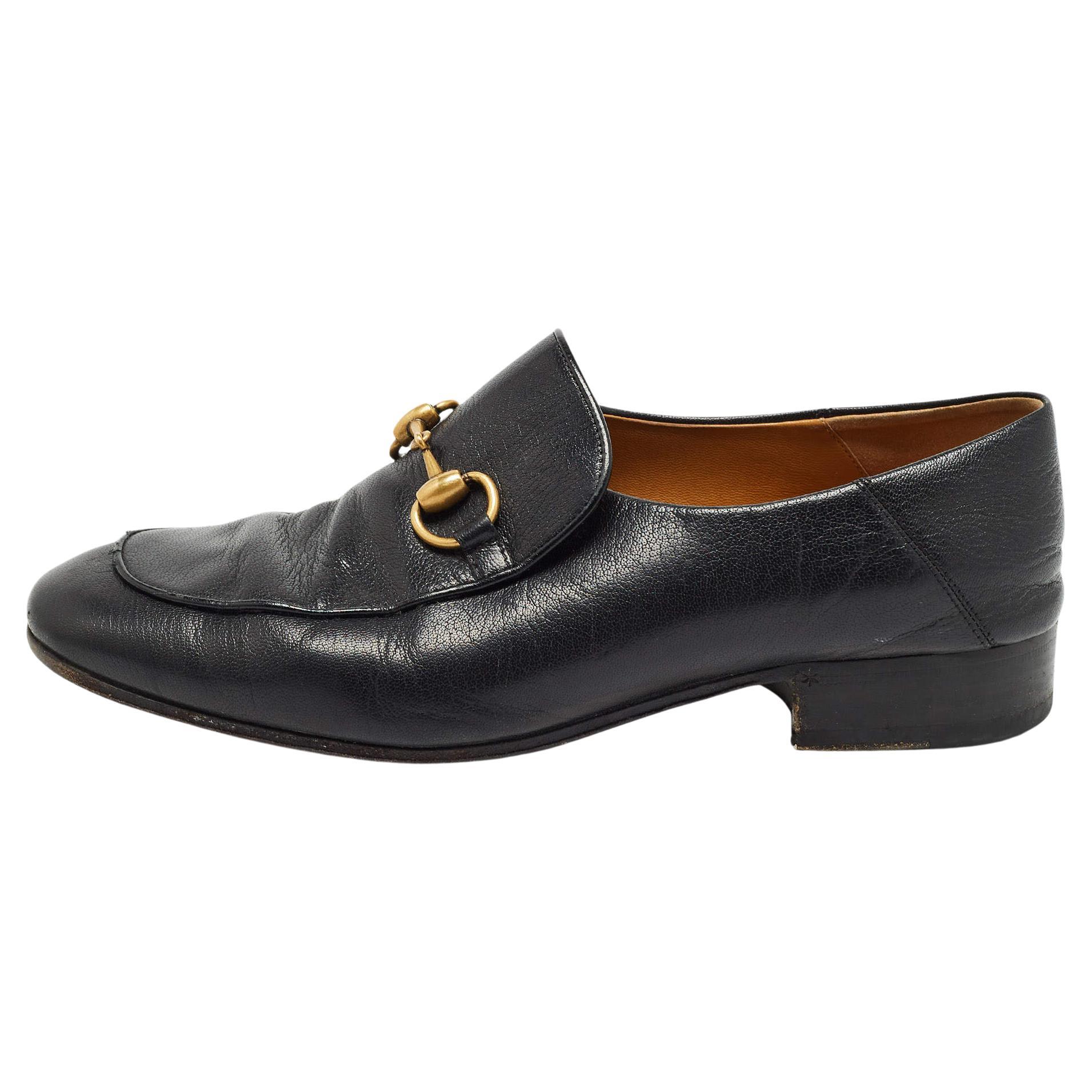 Gucci Black Leather Horsebit 1953 Loafers Size 40.5 For Sale
